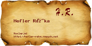 Hefler Réka névjegykártya